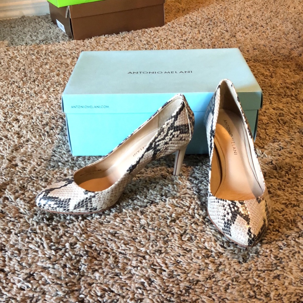 Antonio Melanie Snake Skin Heels